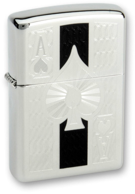 ��������� ZIPPO Ace � ��������� High Polish Chrome, ������/�����, �����������, 36x12x56 ��