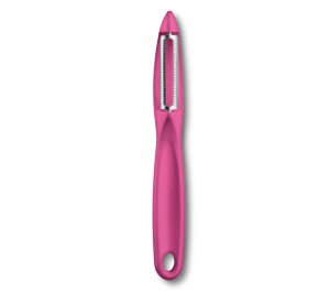 Нож для чистки овощей VICTORINOX универсальный, двустороннее зубчатое лезвие, розовая рукоять