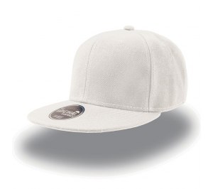 Бейсболка "SNAP BACK" 6 клиньев, плоский козырек, пластиковая застежка пвх, белый, 100% акрил, 400 г
